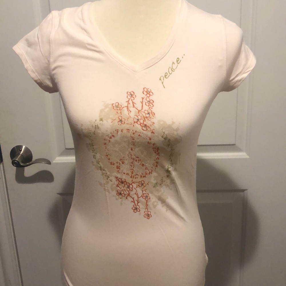 Eco yoga shirt with peace sign size small